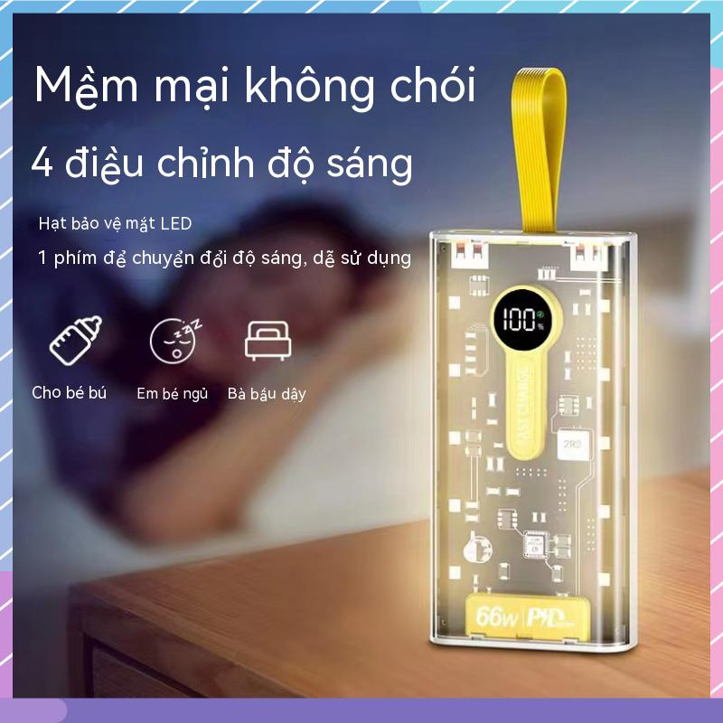 Pin Sạc Dự Phòng Đa Năng 20000mAh 4 Dây Siêu Nhanh Màu Trong Suốt Cho Samsung / Xiaomi / oppo / vivo