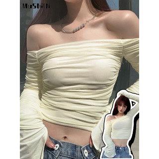 Áo thun nữ dài tay lệch vai thời trang mới
