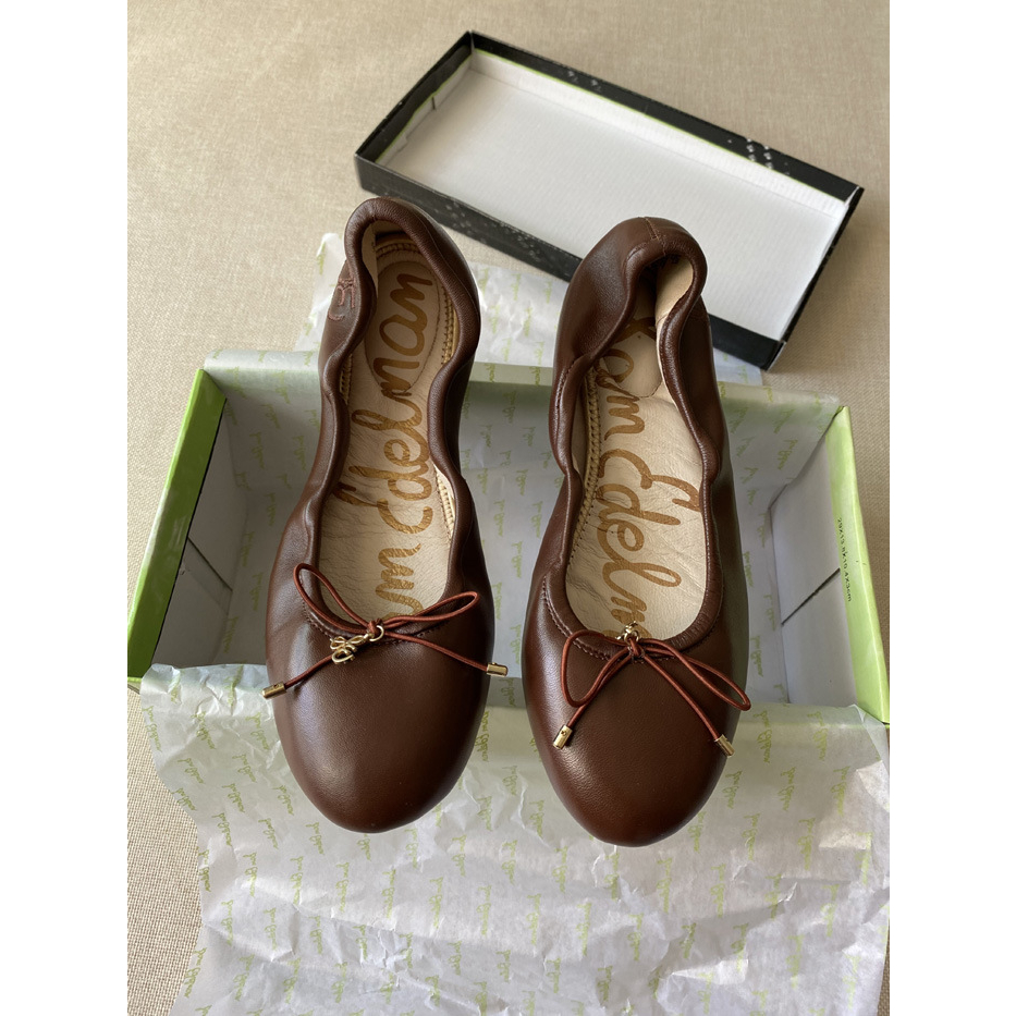 Sam Edelman Giày Búp Bê Da Mềm Đính Nơ Xinh Xắn Cho Nữ