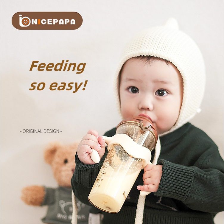 Nicepapa Bình Sữa ppsu Nắp Lật Cổ Rộng Chống Tràn Không BPA Cho Bé