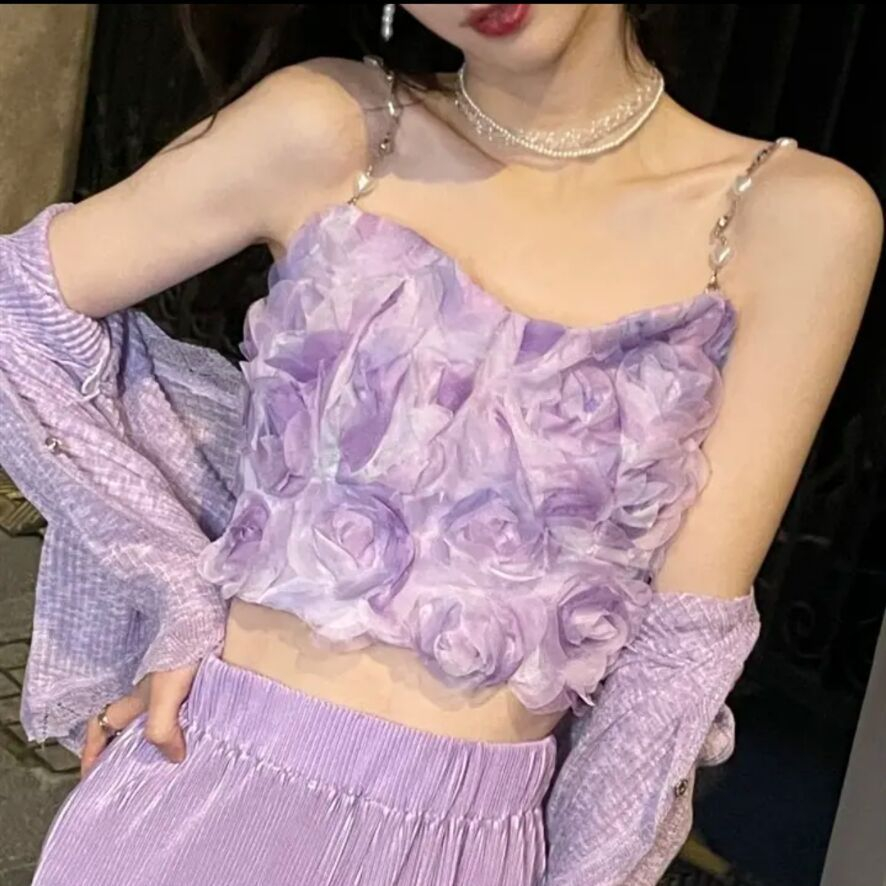 Đầm dây màu tím nhạt hoa oải hương nữ tính