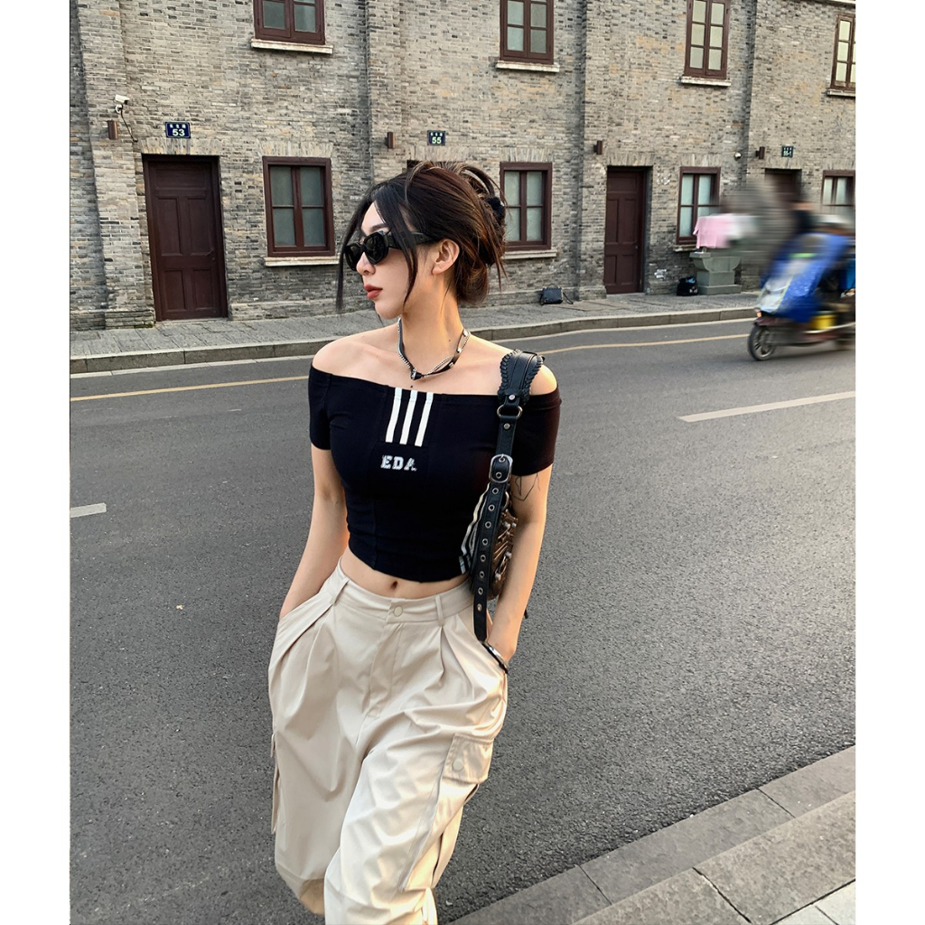Áo Thun Trễ Vai In Chữ Thời Trang Mùa Hè Dành Cho Nữ