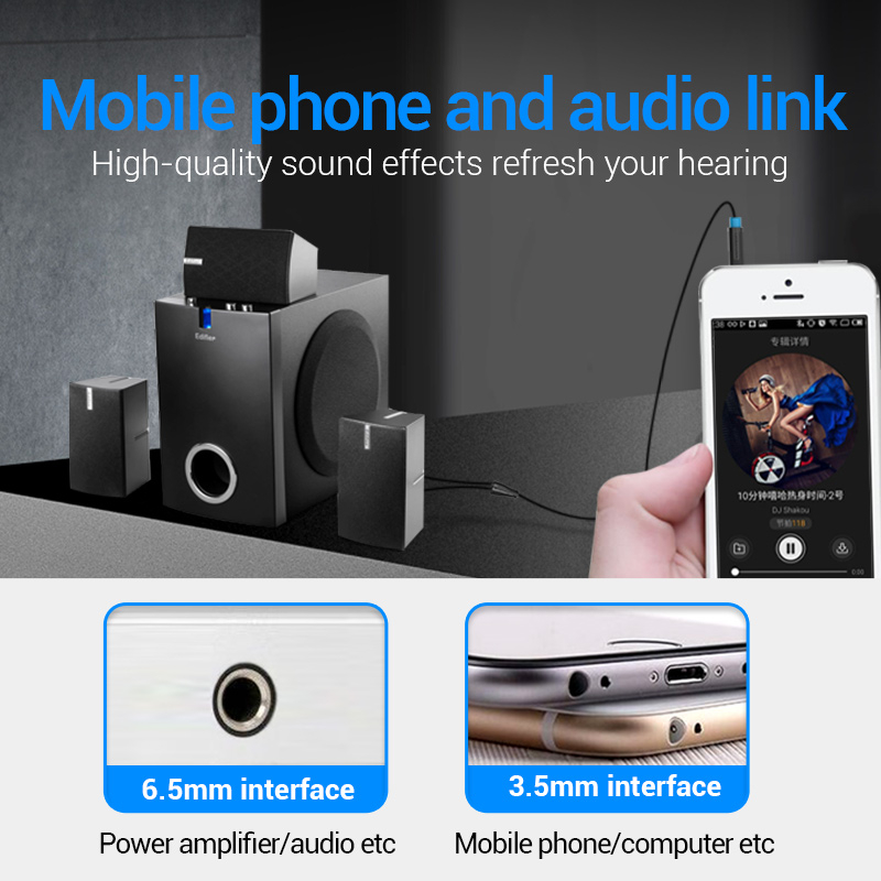 VENTION Dây Cáp Chuyển Đổi Âm Thanh 3.5mm Sang 6.35mm Cho Loa Khuếch Đại