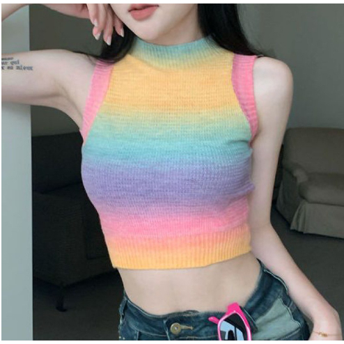 Kaisike  Áo Thun Không Tay Màu gradient Phong Cách Hàn Quốc Thời Trang Mùa Hè Hàng Mới Dành Cho Bạn Gái
