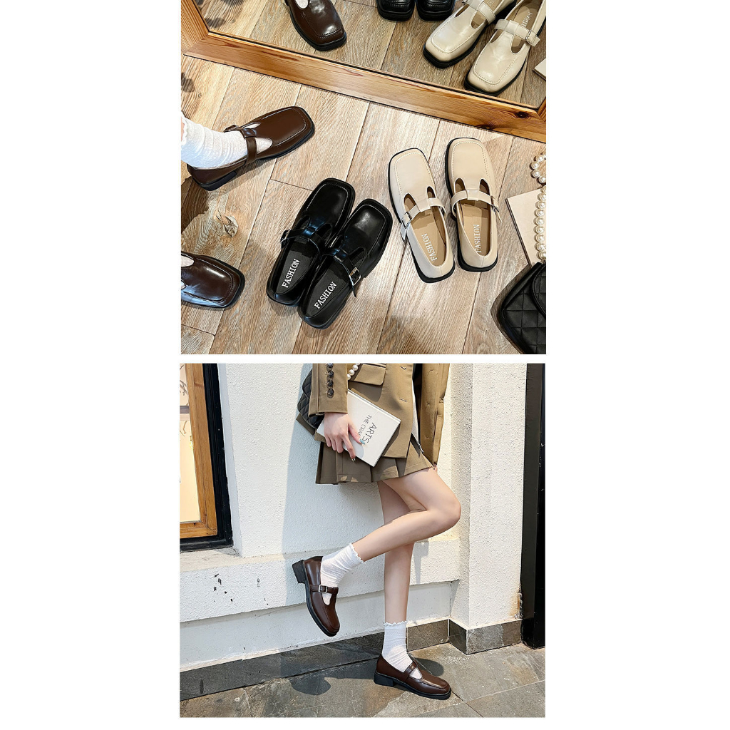 OPAL Thời trang giày cao gót thấp phong cách Anh 2023 dành cho phụ nữ