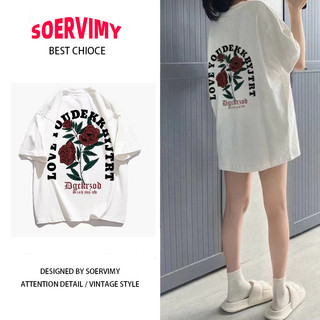Áo thun nữ SOERVIMY A29J0RN 36Z230909 tay ngắn dáng rộng họa tiết độc đáo thời trang xu hướng 2023