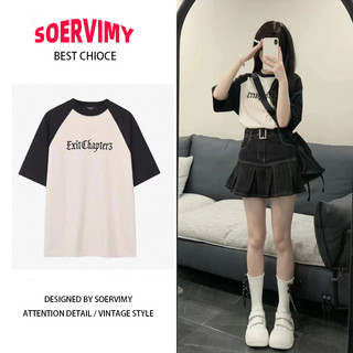 SOERVIMY áo_phông Áo Thun Phong cách mỹ Đường phố rộng Nữ Tay Lỡ cổ điển Chữ cái Logo Chất lượng cao Korean Style High quality ins A29J1O8 36Z230909