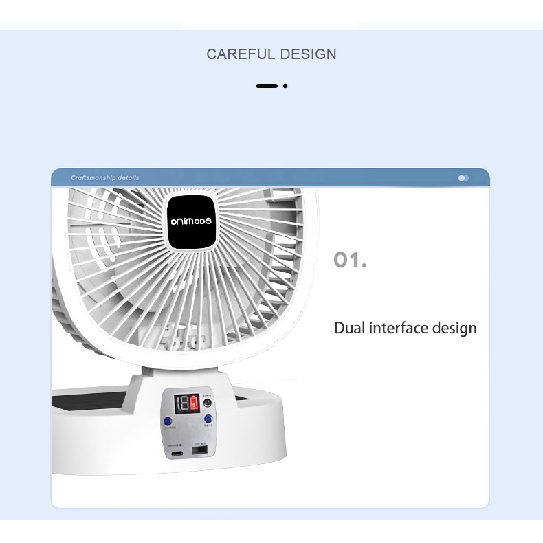 JIASHI Quạt năng lượng mặt trời quạt chiếu sáng ngoài trời quạt di động có đèn ngủ có thể sạc điện thoại di động có điều khiển từ xa