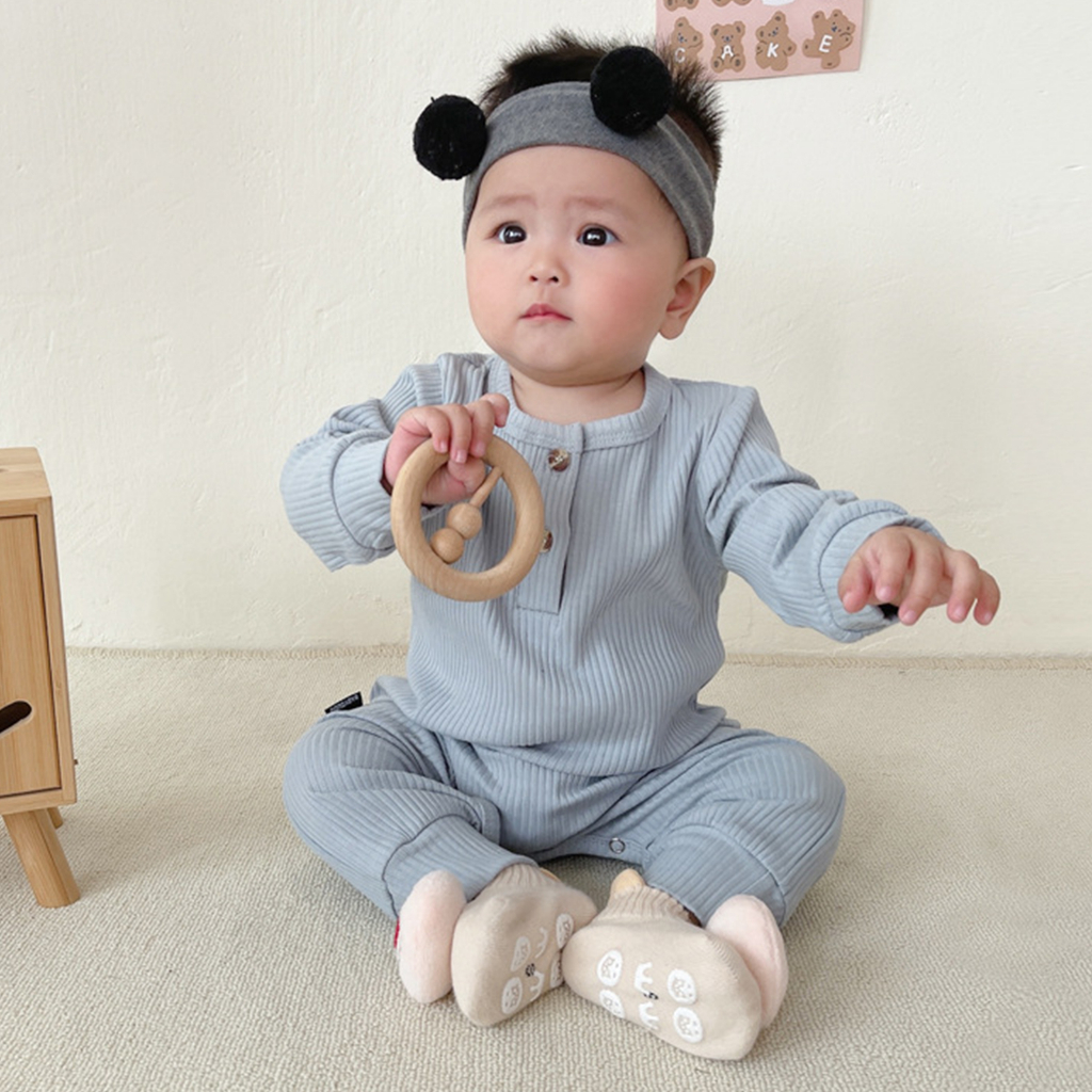 Áo liền quần dệt kim màu trơn thời trang cho bé