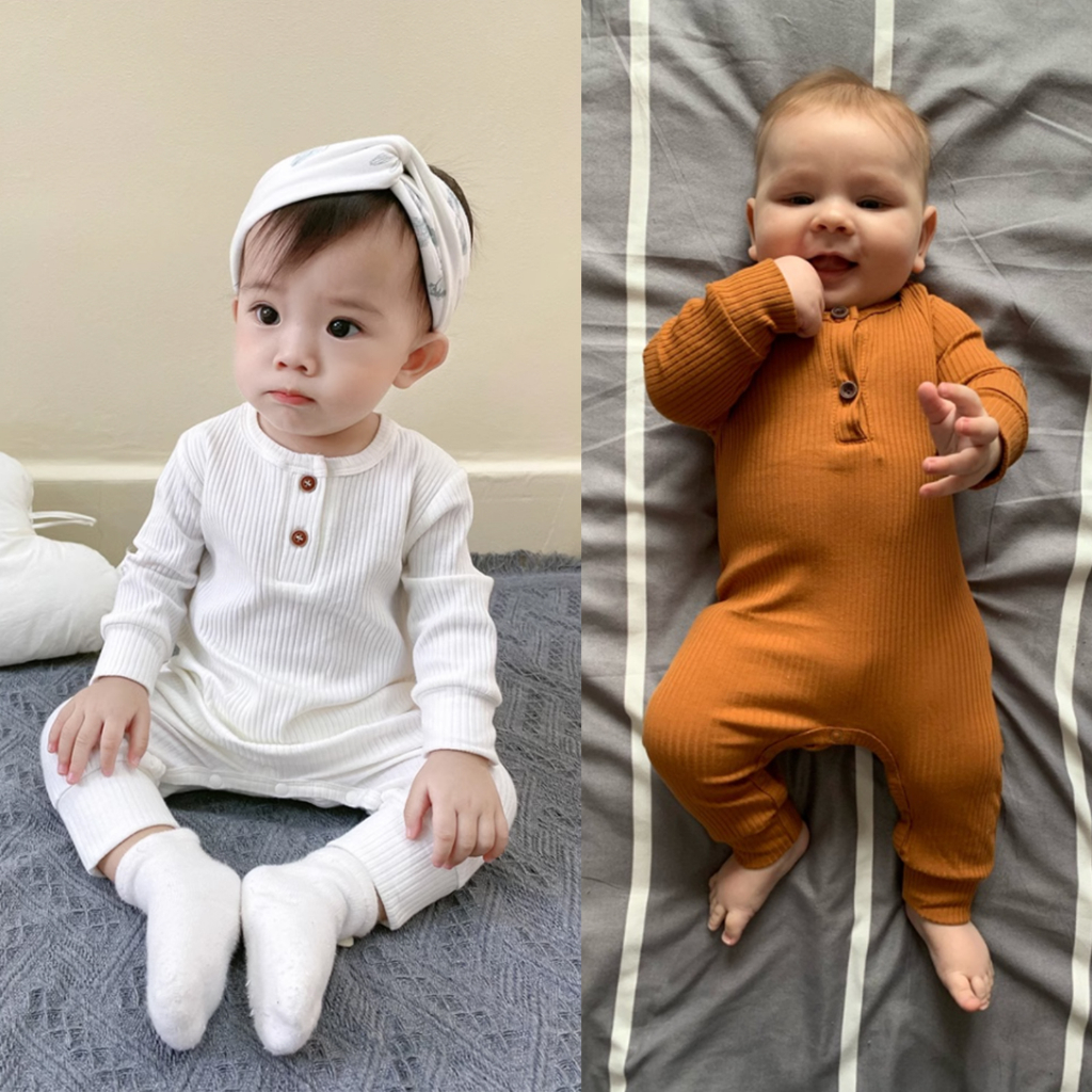 Áo liền quần dệt kim màu trơn thời trang cho bé