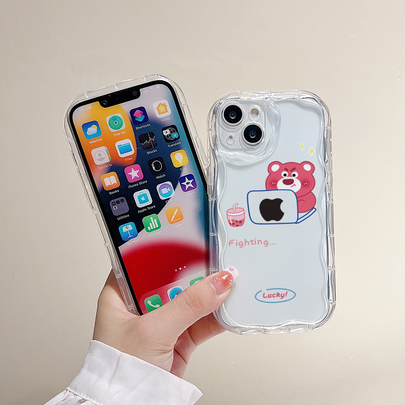 Ốp Điện Thoại Trong Suốt In Hình Gấu Dâu Hoạt Hình Cho iPhone 11 12 Pro 13 14ProMax 12mini 6s 7 8Plus x xr xs max 14 Plus SE