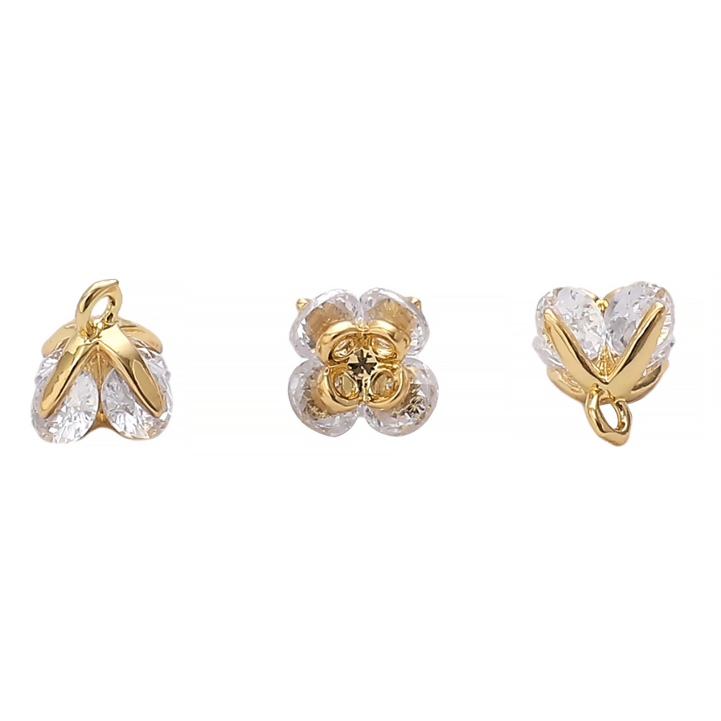 1 Mặt Dây Chuyền / Vòng Đeo Tay / Dây Chuyền Mạ Vàng 14K Hình Hoa Hồng Zircon 7mm DIY