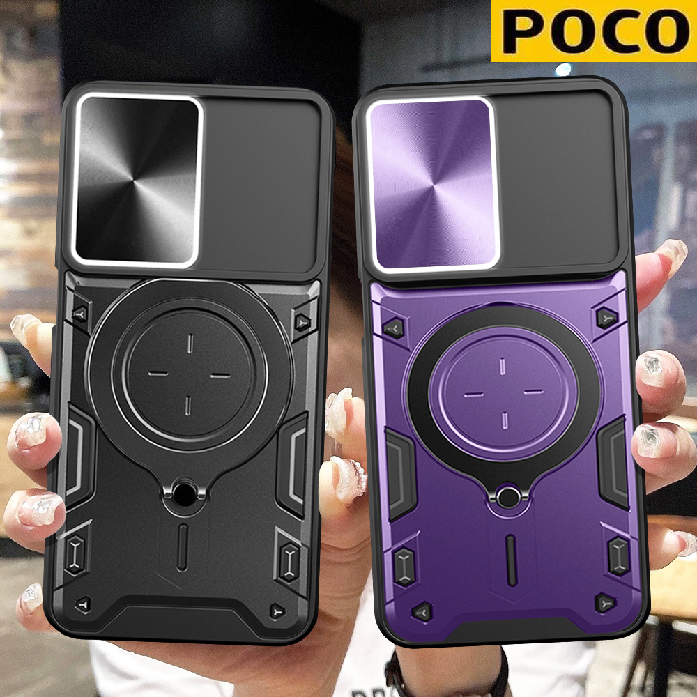 Poco X5 Pro X4 Pro F5 Pro M4 M5 F3 Vỏ bọc điện thoại cứng chống va đập sang trọng Giá đỡ bằng kim loại