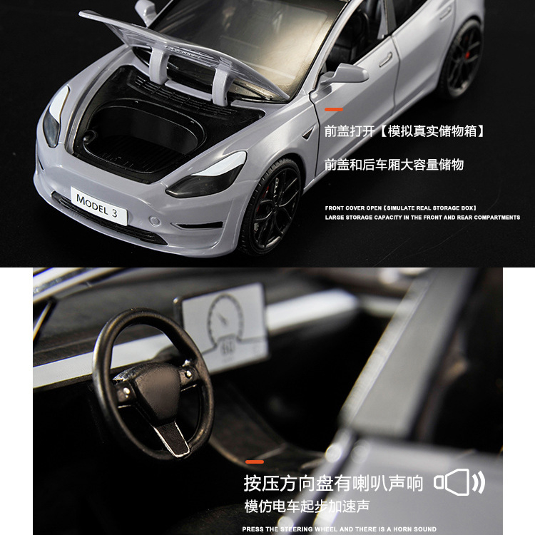Xe Hơi Đồ Chơi Tesla Model 3 Tỉ Lệ 1 / 24 Cho Trẻ Em