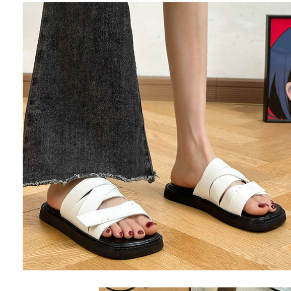 One Dép Quai Chéo Đế Dày Phong Cách Hàn Quốc Thời Trang Mùa Hè 2023 Cho Nữ