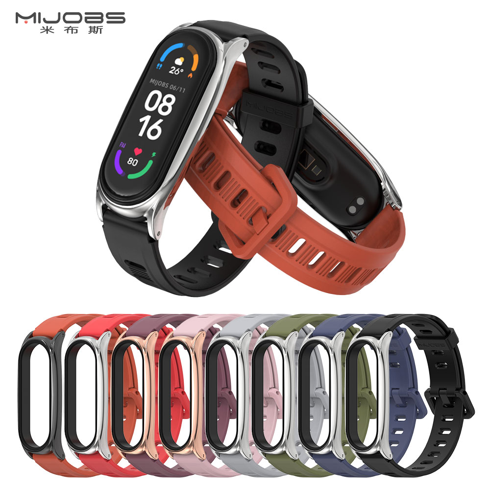 Dây đeo đồng hồ MIJOBS bằng TPU kiểu thể thao thay thế cho Mi Band 7 Mi Band 6 Mi Band 5 NFC Xiaomi Mi Band 8 Band 3
