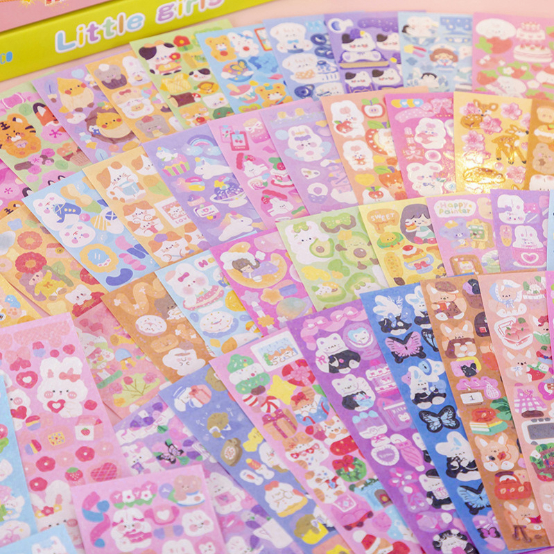 Set 5 Miếng Dán Trang Trí Sổ Tay Hình Gấu / Thỏ / Hoa Tulip Dễ Thương DIY