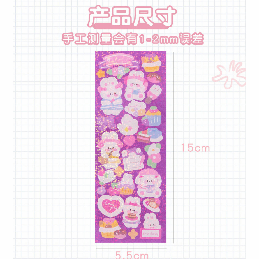 Set 5 Miếng Dán Trang Trí Sổ Tay Hình Gấu / Thỏ / Hoa Tulip Dễ Thương DIY