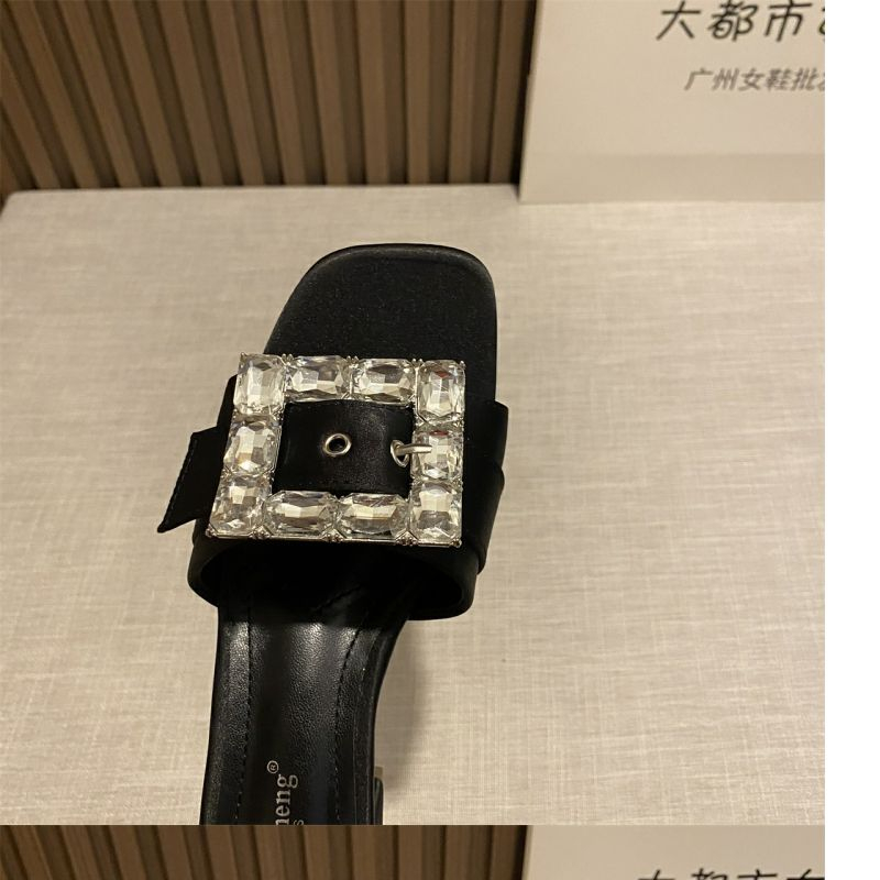 Giày Sandal Cao Gót Đế Thô Quai Đính Đá Vuông Phong Cách Pháp Thời Trang Xuân Hè 2023 Mới Dành Cho Bạn Nữ