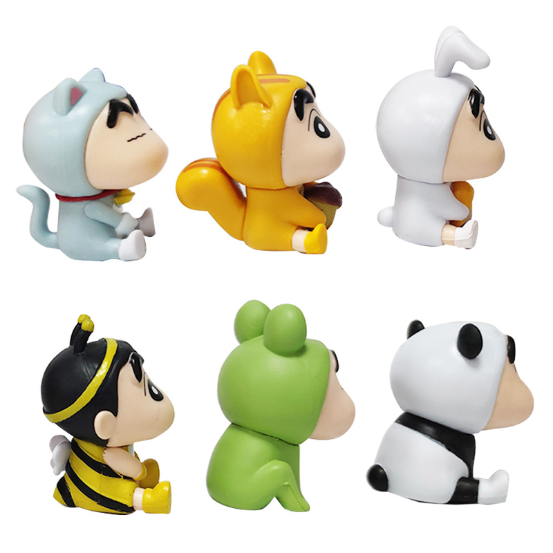 Set 6 Mô Hình Đồ Chơi Nhân Vật Yoshito Usui Shin-chan / Ếch / Mèo / Gấu Trúc / Thỏ Bằng PVC