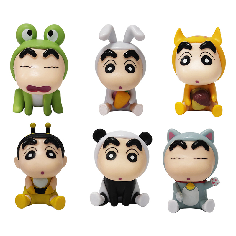 Set 6 Mô Hình Đồ Chơi Nhân Vật Yoshito Usui Shin-chan / Ếch / Mèo / Gấu Trúc / Thỏ Bằng PVC