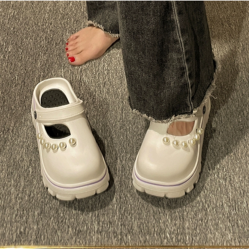 Giày lỗ cao gót đế dày 7CM thời trang thoáng khí đi ra ngoài mùa hè cho nữ