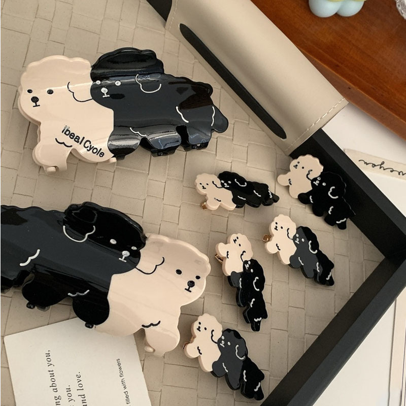 Kẹp Tóc Màu Đen / Trắng Phong Cách Hàn Quốc Cho Bé Gái