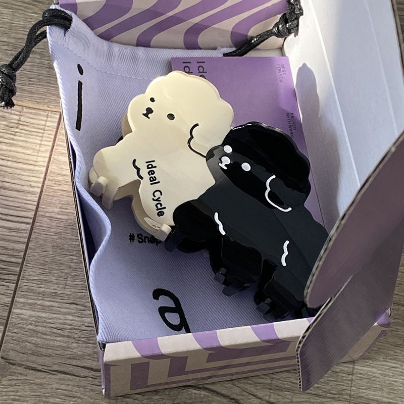 Kẹp Tóc Màu Đen / Trắng Phong Cách Hàn Quốc Cho Bé Gái