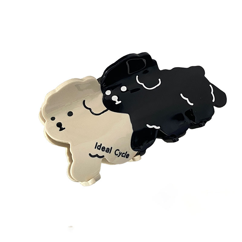 Kẹp Tóc Màu Đen / Trắng Phong Cách Hàn Quốc Cho Bé Gái