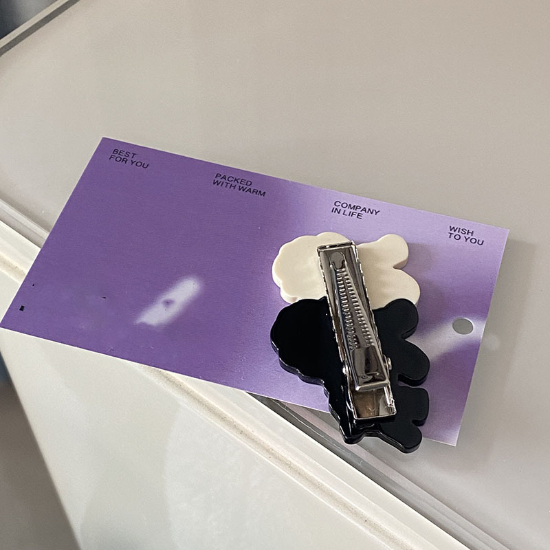 Kẹp Tóc Màu Đen / Trắng Phong Cách Hàn Quốc Cho Bé Gái