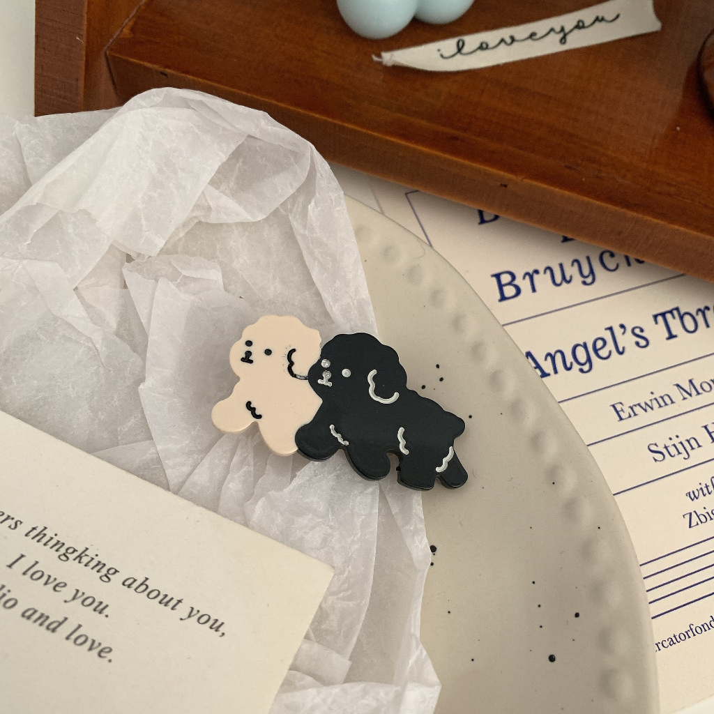 Kẹp Tóc Màu Đen / Trắng Phong Cách Hàn Quốc Cho Bé Gái