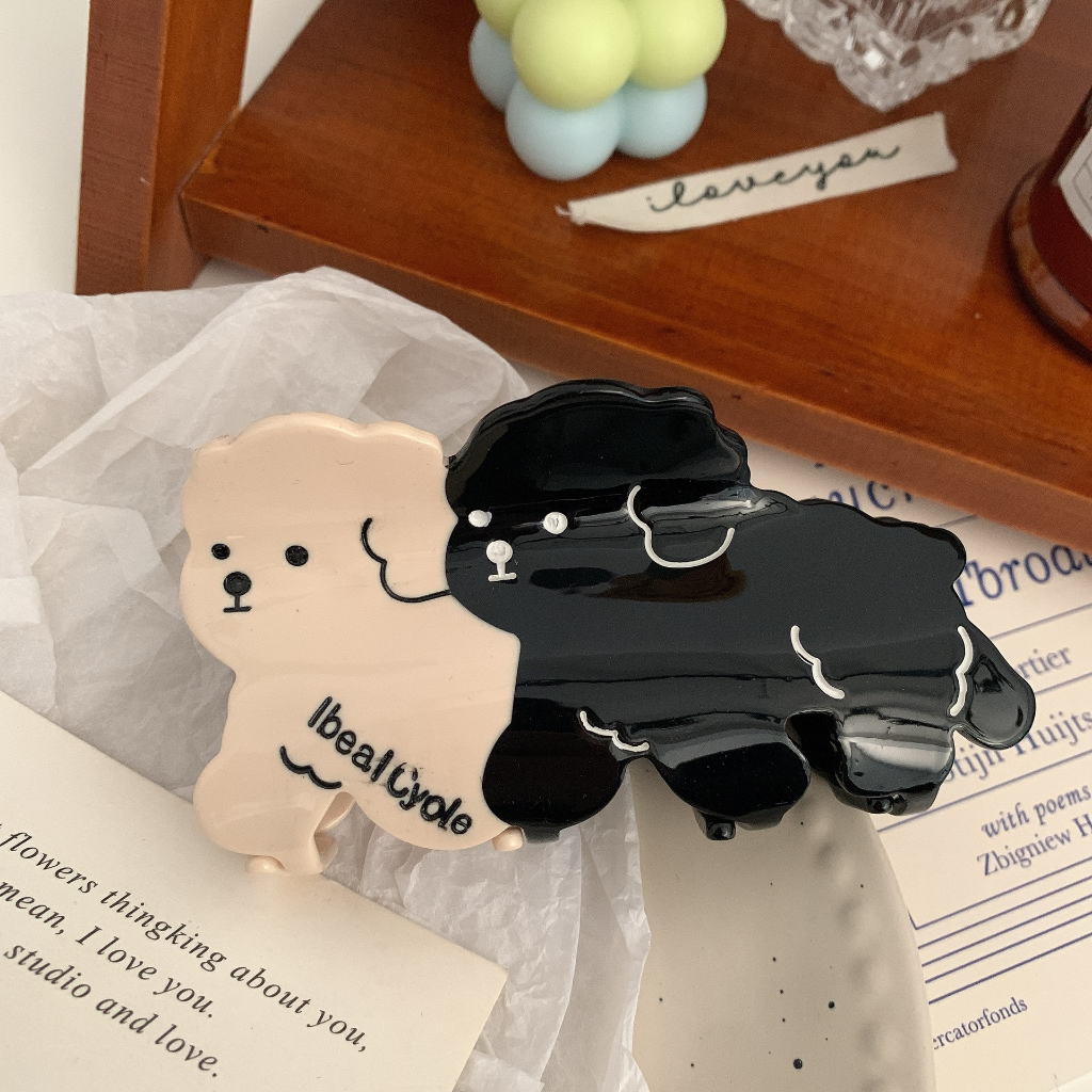 Kẹp Tóc Màu Đen / Trắng Phong Cách Hàn Quốc Cho Bé Gái