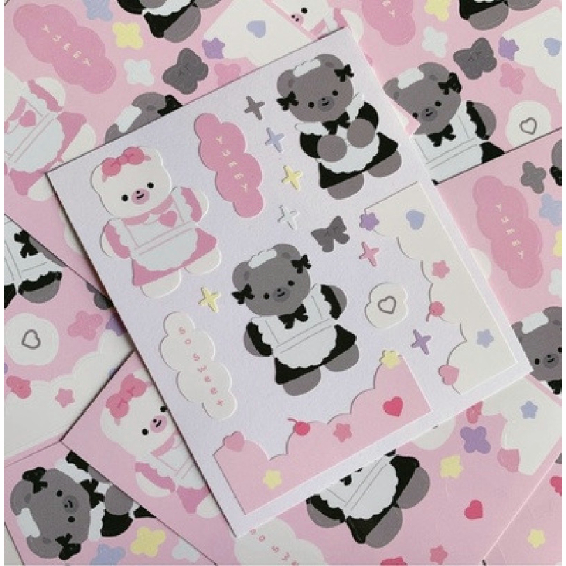 Miếng Dán Trang Trí Điện Thoại Hình Gấu Hoạt Hình Dễ Thương