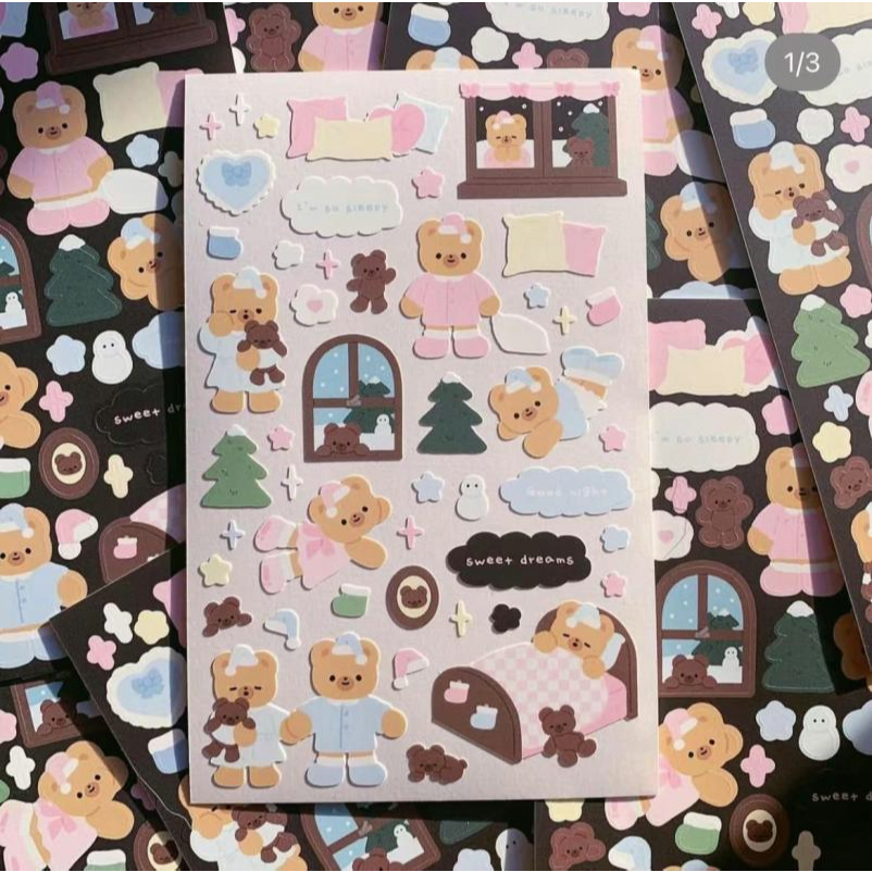 Miếng Dán Trang Trí Điện Thoại Hình Gấu Hoạt Hình Dễ Thương