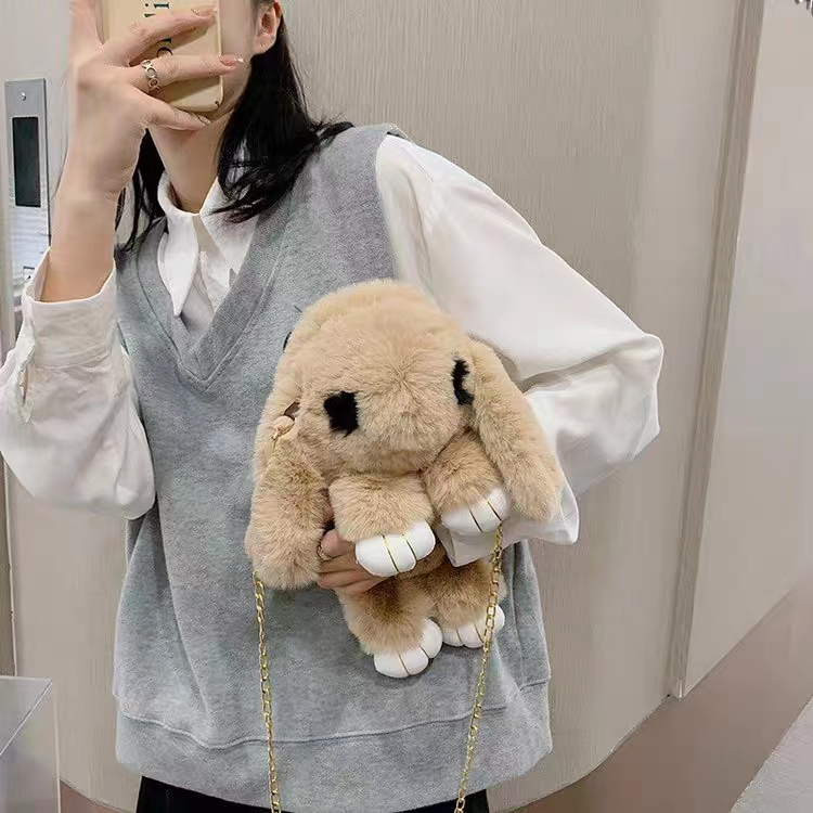 Túi Đeo Chéo Hình Thỏ Bông Dễ Thương Phong Cách Hàn Quốc Cho Nữ