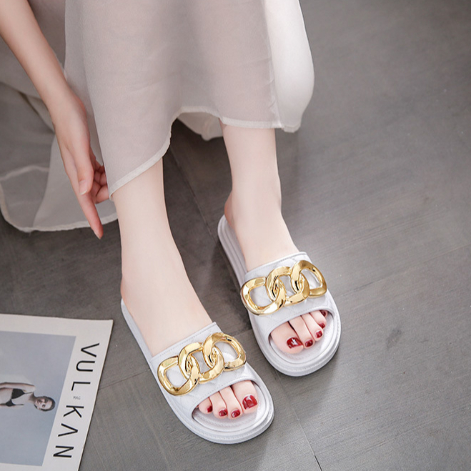 Giày Sandal 3CM Đế Dày Khóa Kim Loại Thời Trang Mùa Hè Hàn Quốc Cho Nữ