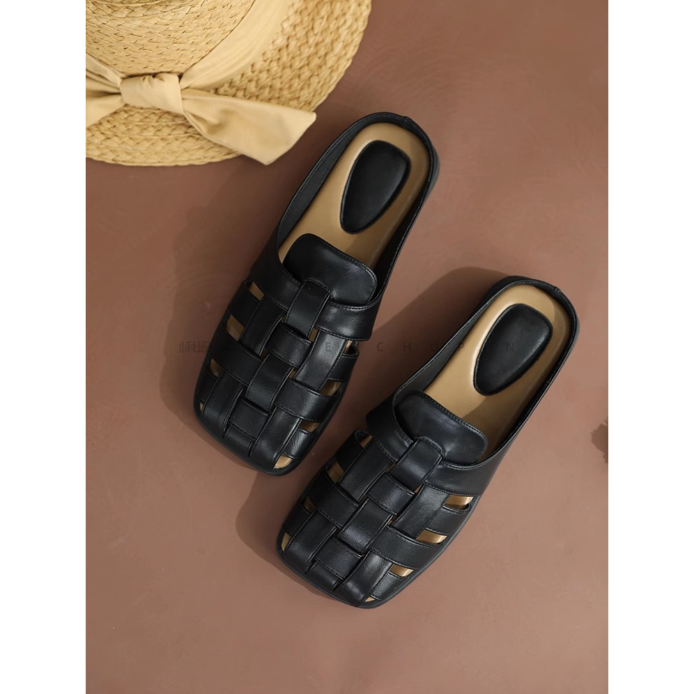 Dép Sandal Đế Bằng Mũi Vuông Thiết Kế Mới Thời Trang Mùa Hè Dành Cho Nữ