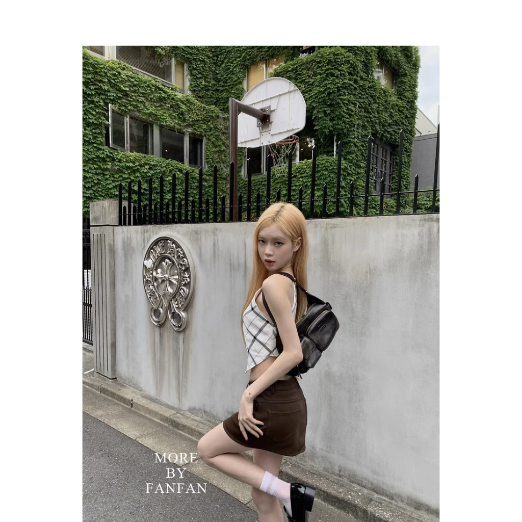 Áo Hai Dây Thêu Họa Tiết Sọc Ca Rô Thời Trang Cá Tính Cho Nữ