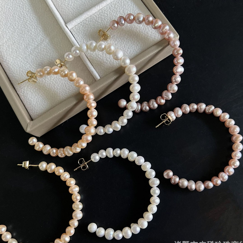 Khuyên Tai Ngọc Trai Nước Ngọt Tự Nhiên Cho Nữ