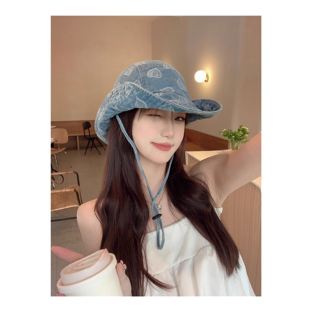 Mũ Bucket Chất Liệu Denim Phong Cách Retro Nhật Bản Cho Nữ