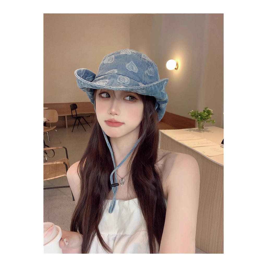 Mũ Bucket Chất Liệu Denim Phong Cách Retro Nhật Bản Cho Nữ