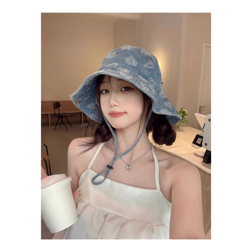 Mũ Bucket Chất Liệu Denim Phong Cách Retro Nhật Bản Cho Nữ