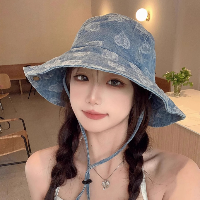 Mũ Bucket Chất Liệu Denim Phong Cách Retro Nhật Bản Cho Nữ