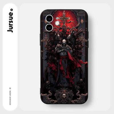 Ốp lưng JURSUE mềm chống bẩn hình độc lạ ngầu nam đen Cho iPhone 17 16 15 14 13 12 11 Pro Max SE 2020 X XR XS ip 8 7 Plus Y3720