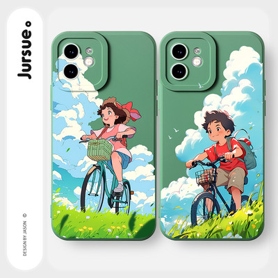 Ốp lưng JURSUE mềm hoạt hình cặp đôi dễ thương đẹp Cho iPhone 17 16 15 14 13 12 11 Pro Max SE 2020 X XR XS ip 8 7 Plus kute Y3721