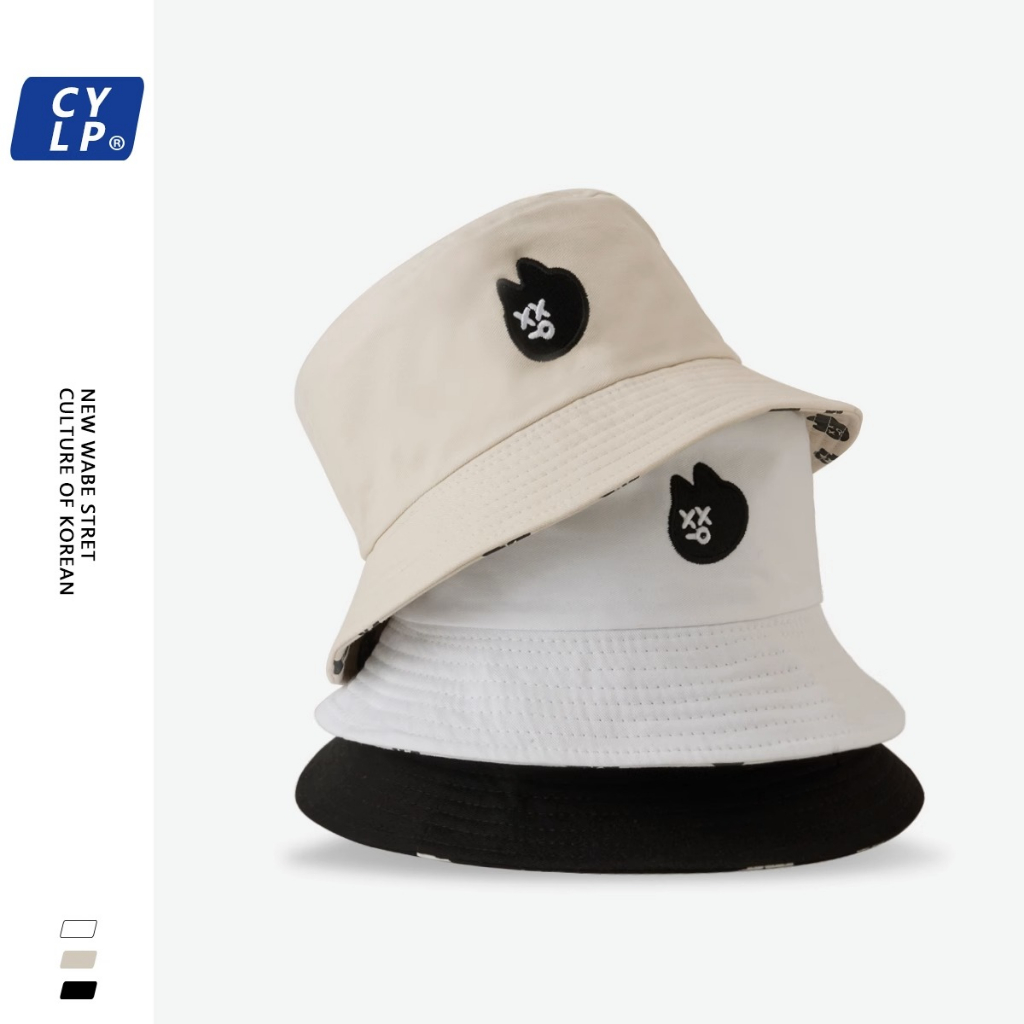 Nón Tai Bèo Hai Mặt Thêu Họa Tiết Mèo Dễ Thương Thời Trang Mùa Hè Cho Nữ