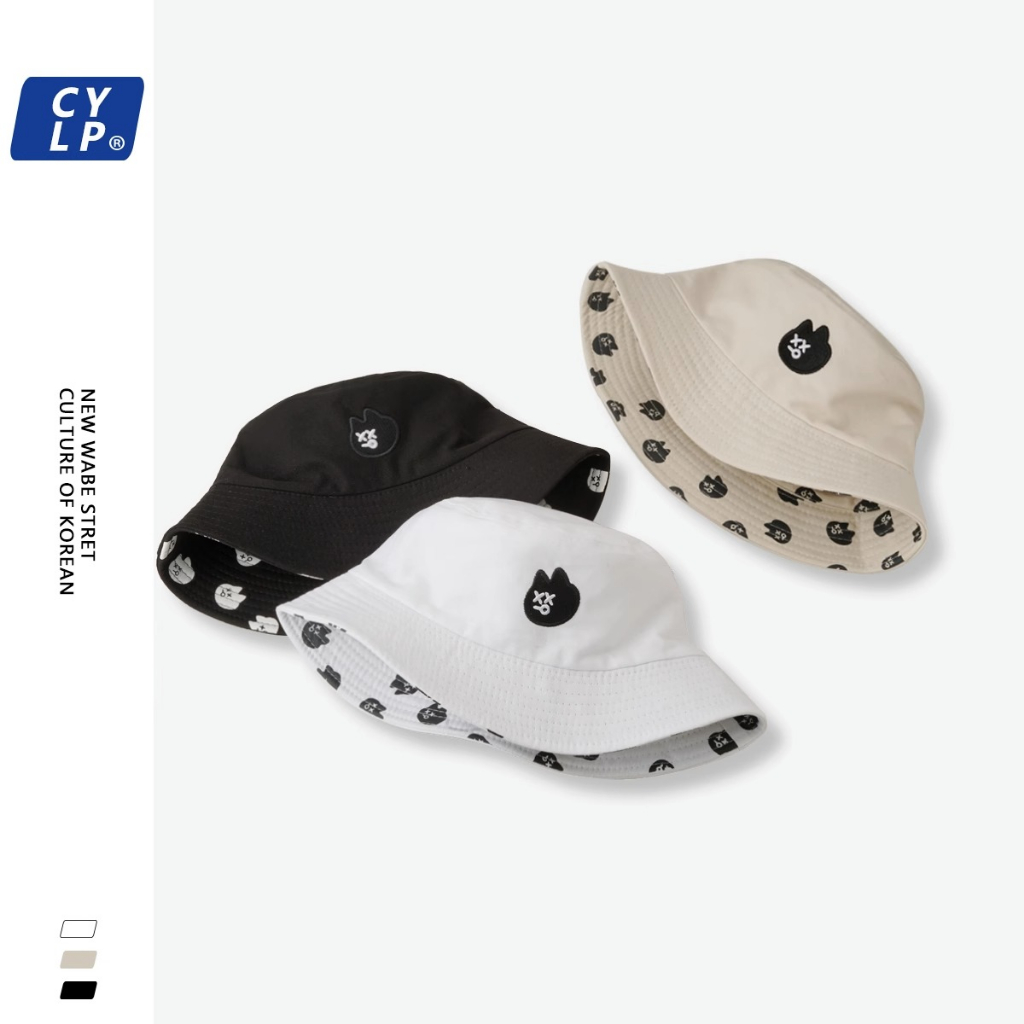 Nón Tai Bèo Hai Mặt Thêu Họa Tiết Mèo Dễ Thương Thời Trang Mùa Hè Cho Nữ