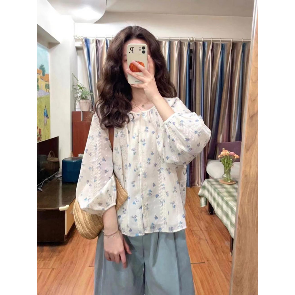 Áo Sơ Mi Nữ Dài Tay Thêu Hoa Phong Cách Hàn Quốc Baju Baju Wanita Lengan Panjang Hàng Mới Có Sẵn
