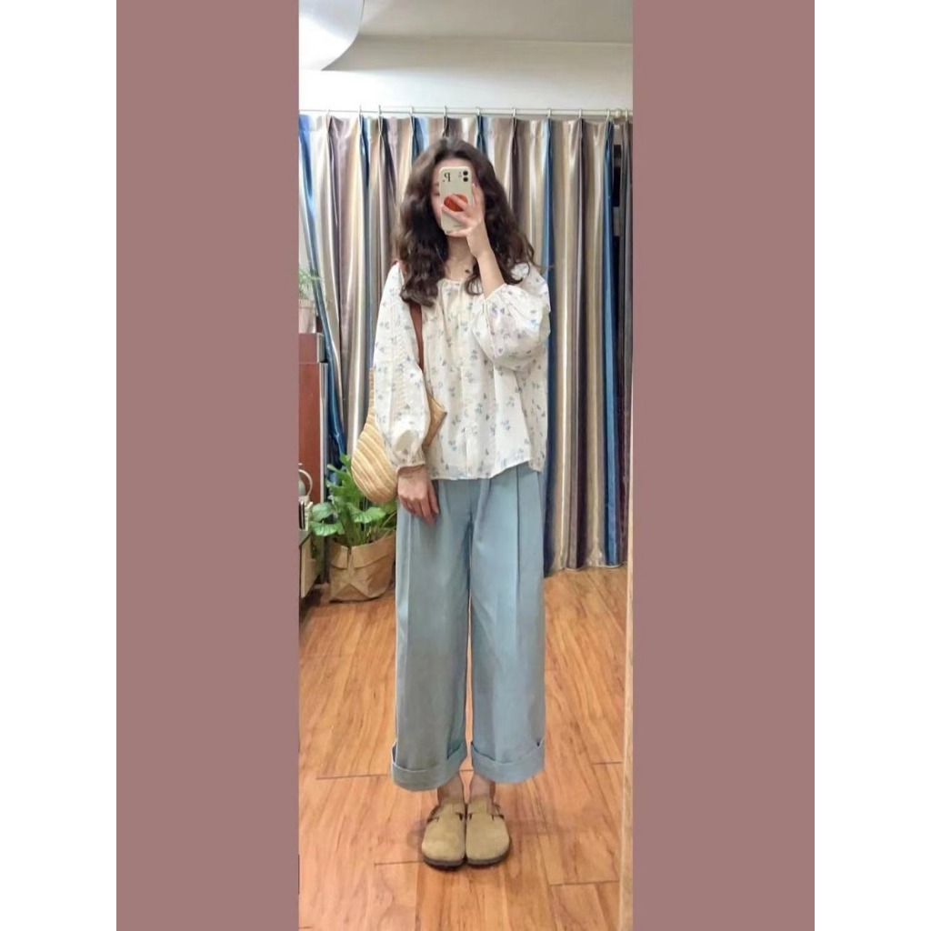Áo Sơ Mi Nữ Dài Tay Thêu Hoa Phong Cách Hàn Quốc Baju Baju Wanita Lengan Panjang Hàng Mới Có Sẵn