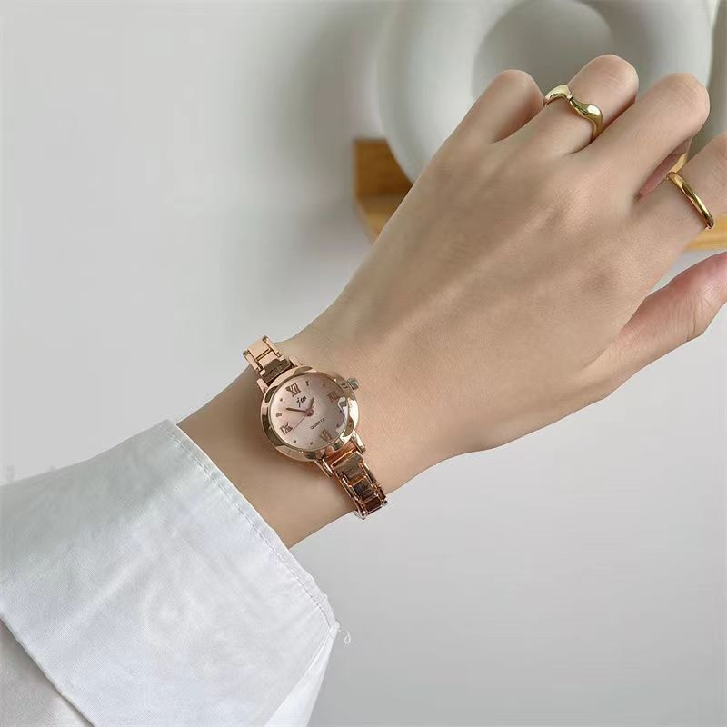 Đồng Hồ Đeo Tay Dây Xích Kim Loại Màu Trắng Phong Cách Mori Dành Cho Nữ Sinh Trung Học
